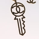 CHANEL COCO Mark Rhinestone Necklace metal Gold Tone CC Auth 165925SM-14