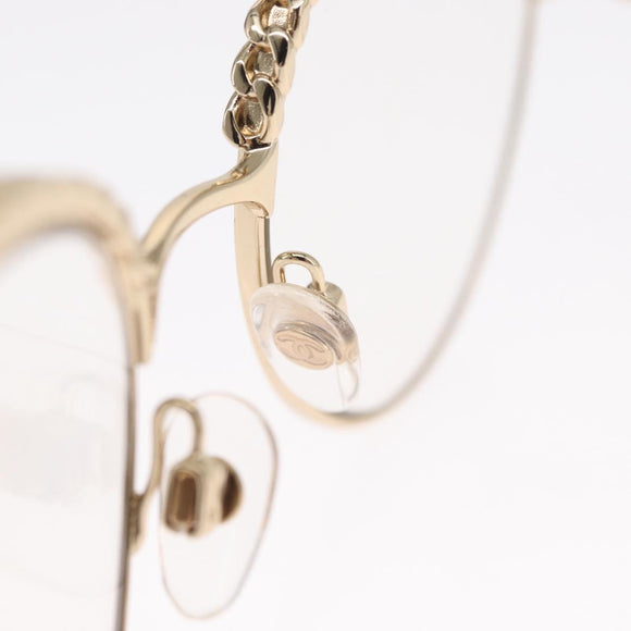 CHANEL Chain Glasses metal Champagne Gold CC Auth 165926SM