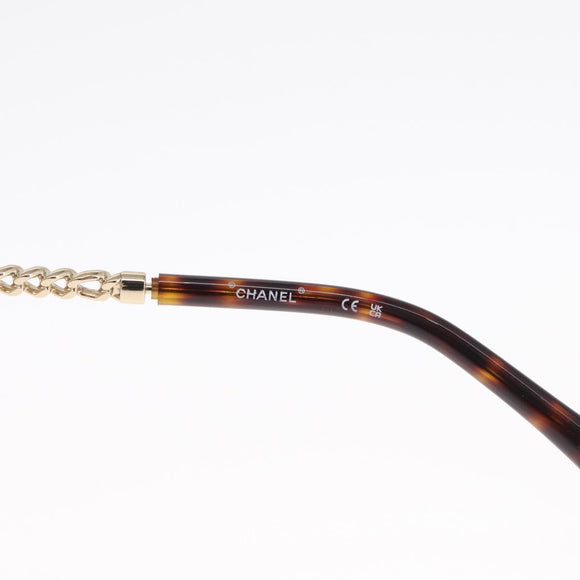CHANEL Chain Glasses metal Champagne Gold CC Auth 165926SM