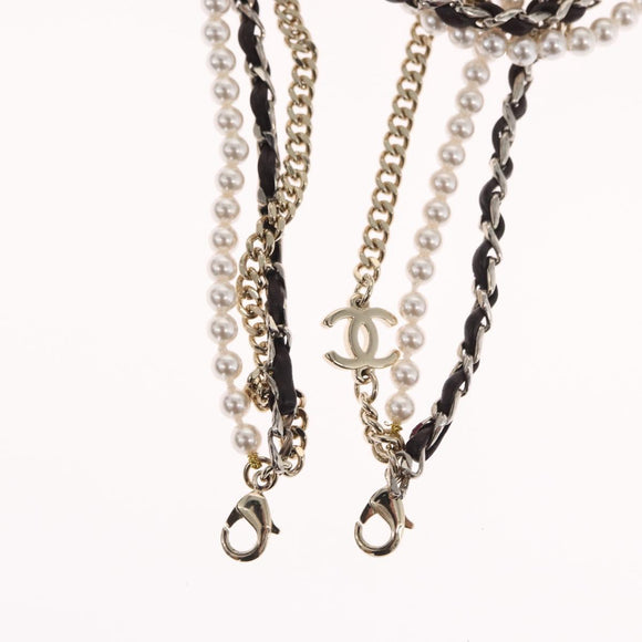 CHANEL Chain Glasses metal Champagne Gold CC Auth 165926SM