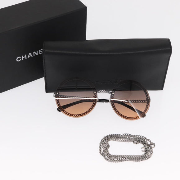CHANEL Chain Sunglasses metal Brown CC Auth 165927SM