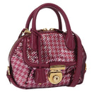 Salvatore Ferragamo Gancini Sequin Bag Leather 2way Pink Gold Auth 165928SAV-1