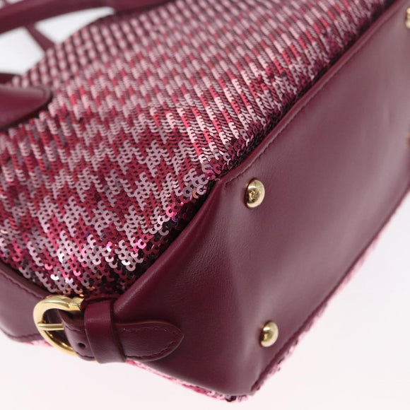 Salvatore Ferragamo Gancini Sequin Bag Leather 2way Pink Gold Auth 165928SAV