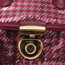 Salvatore Ferragamo Gancini Sequin Bag Leather 2way Pink Gold Auth 165928SAV-17