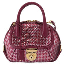 Salvatore Ferragamo Gancini Sequin Bag Leather 2way Pink Gold Auth 165928SAV-2