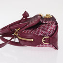 Salvatore Ferragamo Gancini Sequin Bag Leather 2way Pink Gold Auth 165928SAV-5