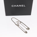 CHANEL COCO Mark Rhinestone Safety Pin metal Silver tone CC Auth 165929SM-12