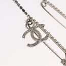 CHANEL COCO Mark Rhinestone Safety Pin metal Silver tone CC Auth 165929SM-6