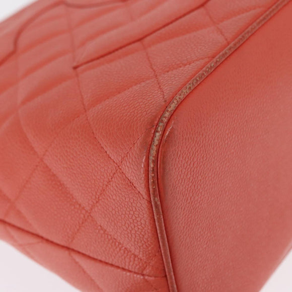 CHANEL Matelasse Reprint Tote Bag Caviar Skin Pink Gold CC Auth 165933SAM