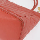 CHANEL Matelasse Reprint Tote Bag Caviar Skin Pink Gold CC Auth 165933SAM-18