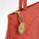 CHANEL Matelasse Reprint Tote Bag Caviar Skin Pink Gold CC Auth 165933SAM-19