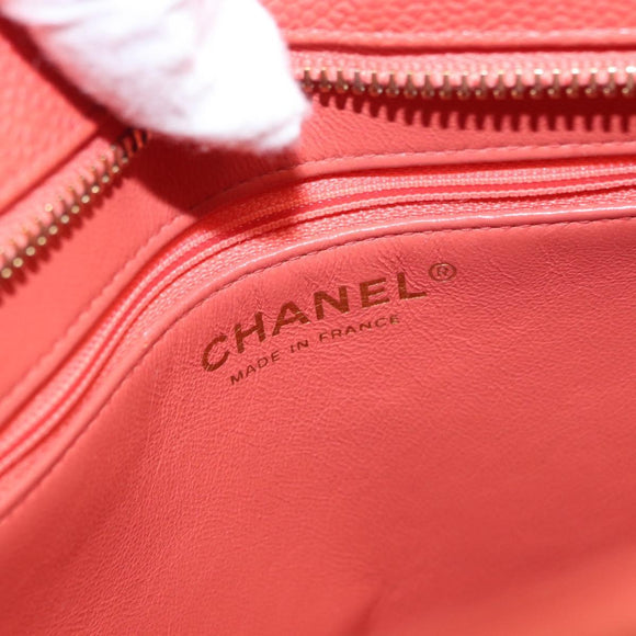 CHANEL Matelasse Reprint Tote Bag Caviar Skin Pink Gold CC Auth 165933SAM