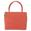 CHANEL Matelasse Reprint Tote Bag Caviar Skin Pink Gold CC Auth 165933SAM-13