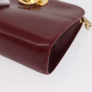 Salvatore Ferragamo Gancini Chain Shoulder Bag Leather Red Gold Auth 165934-15