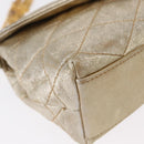 CHANEL Matelasse Single Flap Chain Shoulder Bag Leather Gold CC Auth 165938V-12