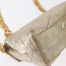 CHANEL Matelasse Single Flap Chain Shoulder Bag Leather Gold CC Auth 165938V-14