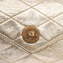 CHANEL Matelasse Single Flap Chain Shoulder Bag Leather Gold CC Auth 165938V-16