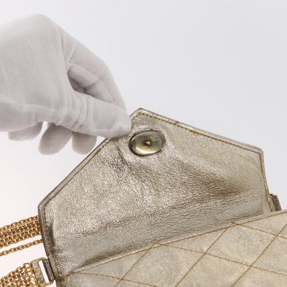 CHANEL Matelasse Single Flap Chain Shoulder Bag Leather Gold CC Auth 165938V