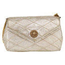 CHANEL Matelasse Single Flap Chain Shoulder Bag Leather Gold CC Auth 165938V-2