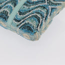 FENDI Beads Hand Bag Canvas Blue Silver Auth 165940SAV-11