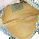 FENDI Beads Hand Bag Canvas Blue Silver Auth 165940SAV-17