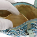 FENDI Beads Hand Bag Canvas Blue Silver Auth 165940SAV-21