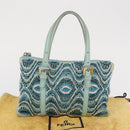 FENDI Beads Hand Bag Canvas Blue Silver Auth 165940SAV-23