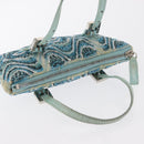 FENDI Beads Hand Bag Canvas Blue Silver Auth 165940SAV-6