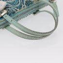 FENDI Beads Hand Bag Canvas Blue Silver Auth 165940SAV-7