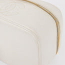 CHANEL Vanity Hand Bag Caviar Skin White Gold CC Auth 165943-11