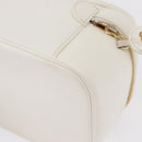 CHANEL Vanity Hand Bag Caviar Skin White Gold CC Auth 165943-13