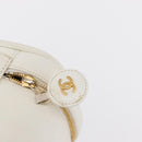 CHANEL Vanity Hand Bag Caviar Skin White Gold CC Auth 165943-14