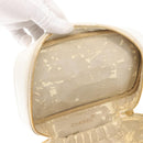 CHANEL Vanity Hand Bag Caviar Skin White Gold CC Auth 165943-16