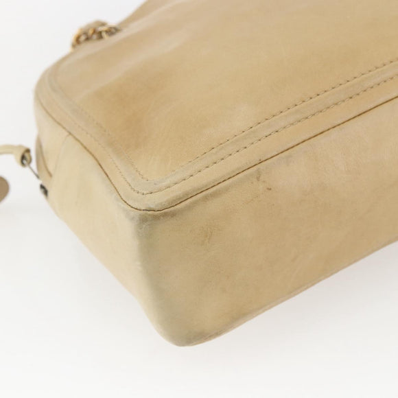 CHANEL Chain Shoulder Bag Lamb Skin Beige Gold CC Auth 165944