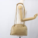 CHANEL Chain Shoulder Bag Lamb Skin Beige Gold CC Auth 165944-24