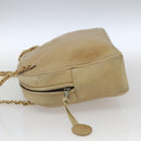 CHANEL Chain Shoulder Bag Lamb Skin Beige Gold CC Auth 165944-3