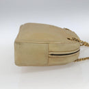 CHANEL Chain Shoulder Bag Lamb Skin Beige Gold CC Auth 165944-4