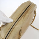 CHANEL Chain Shoulder Bag Lamb Skin Beige Gold CC Auth 165944-6