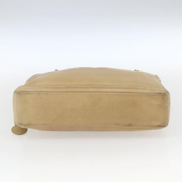 CHANEL Chain Shoulder Bag Lamb Skin Beige Gold CC Auth 165944