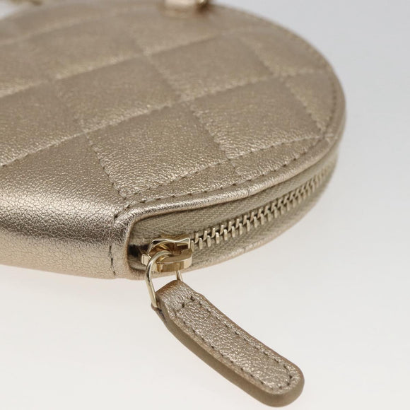 CHANEL Matelasse Air Pods case Coin Purse Lamb Skin Gold CC Auth 165948SM
