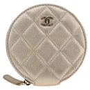 CHANEL Matelasse Air Pods case Coin Purse Lamb Skin Gold CC Auth 165948SM-13