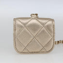 CHANEL Matelasse Air Pods case Coin Purse Lamb Skin Gold CC Auth 165948SM-22
