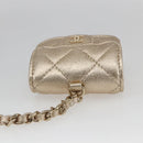 CHANEL Matelasse Air Pods case Coin Purse Lamb Skin Gold CC Auth 165948SM-24