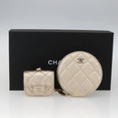 CHANEL Matelasse Air Pods case Coin Purse Lamb Skin Gold CC Auth 165948SM-12