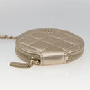 CHANEL Matelasse Air Pods case Coin Purse Lamb Skin Gold CC Auth 165948SM-6