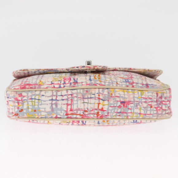 CHANEL Matelasse 25 Chain Shoulder Bag Canvas Multicolor Silver CC Auth 165952SM