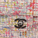 CHANEL Matelasse 25 Chain Shoulder Bag Canvas Multicolor Silver CC Auth 165952SM-20