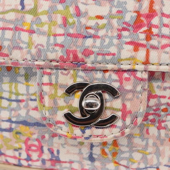 CHANEL Matelasse 25 Chain Shoulder Bag Canvas Multicolor Silver CC Auth 165952SM