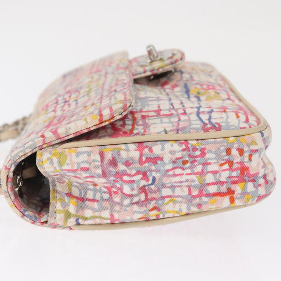 CHANEL Matelasse 25 Chain Shoulder Bag Canvas Multicolor Silver CC Auth 165952SM