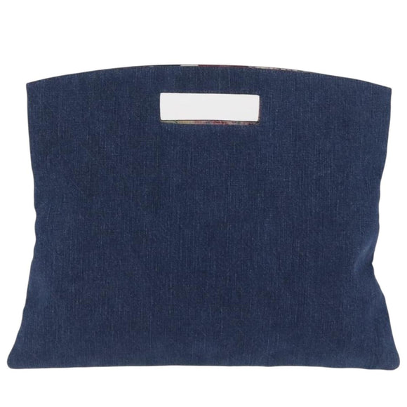 CHANEL Matelasse Hand Bag Denim Blue CC Auth 165953SAV